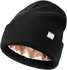 Satin Lined Beanie for Women Reduce Frizz Winter Hats for Women Men Silk Lini...