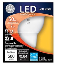 GE LED PAR20 LED Flood Light, 7 watt, 500 lumens of Soft White Light,