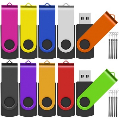 Flash Drives Bulk 32GB USB Thumb Drive 10 Pack USB 2.0 Memory Stick Swivel Pe...
