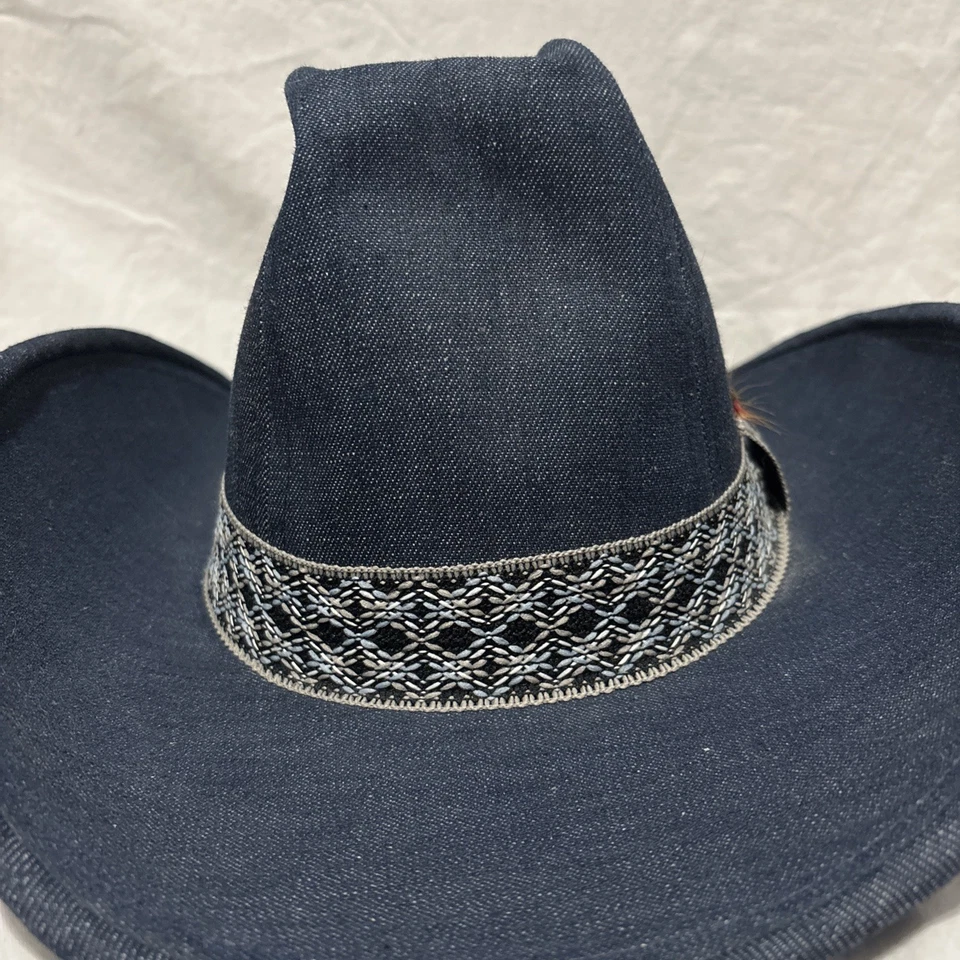 De colección Hecho en Unión Jean Western Denim Sombrero de Vaquero Pequeño 6 3/4-6 7/8 Foto 3 de 4