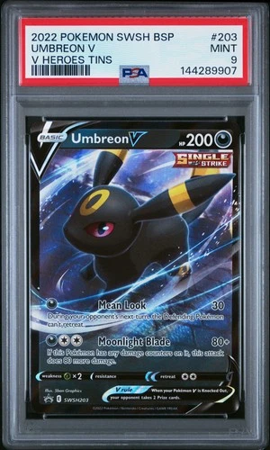 2022 POKEMON SWSH BLACK STAR PROMO V HEROES TINS #203 UMBREON V PSA 9