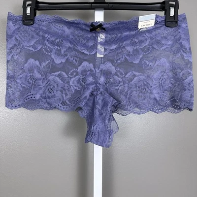 Cacique Cheeky Short Lace Panties Plus Size 14/16 Lilac Purple See Thru New NWT - Image 1 of 4
