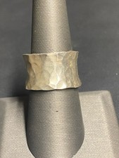 925 STERLING SILVER WRINKLED DESIGN CONCAVE BAND RING SIZE 8