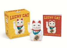 Lucky Cat Japanese Maneki-Neko Waving Arm Figurine  Mini Book on History SEALED