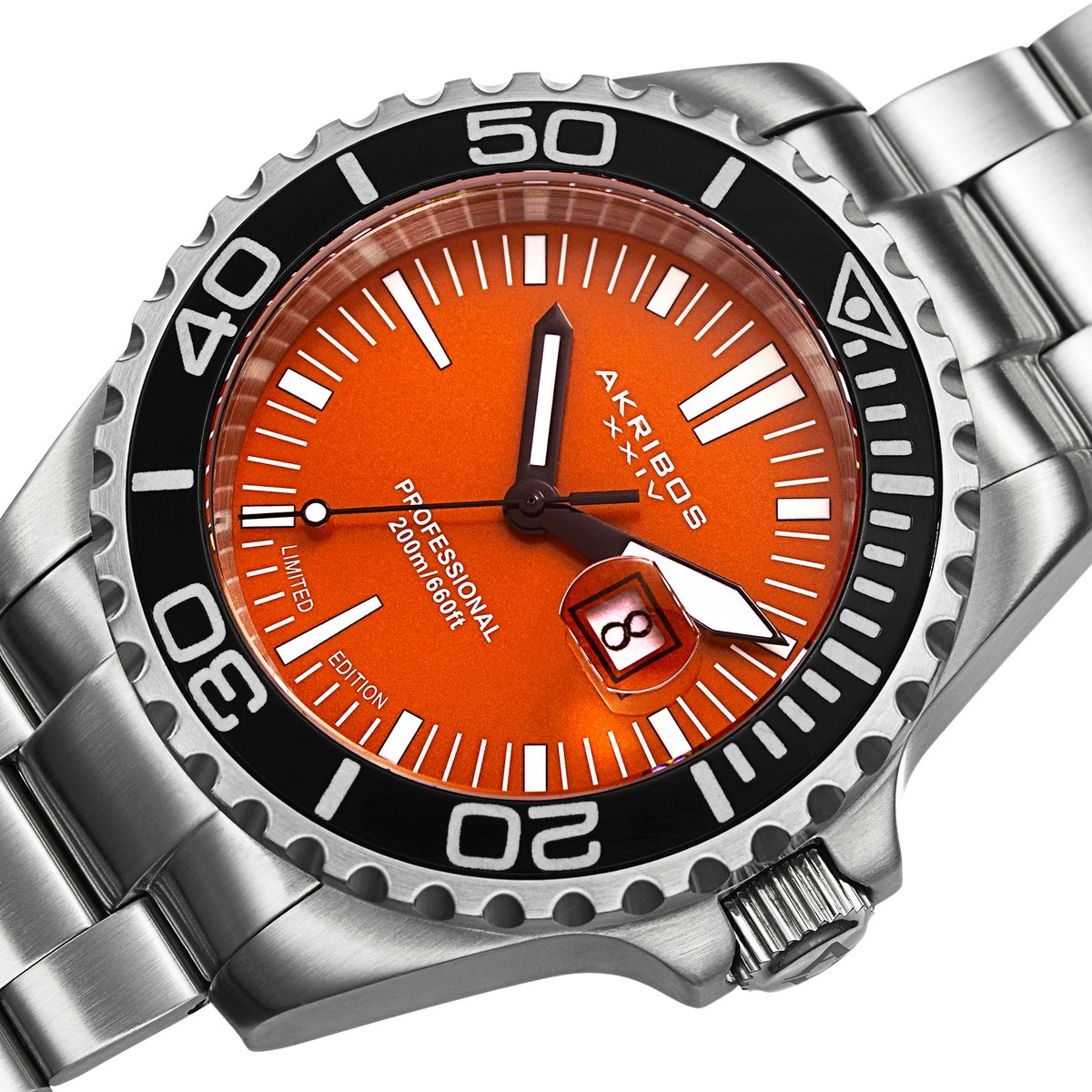 Men's Akribos XXIV AK735OR Limited Edition Orange Dial Diver Date