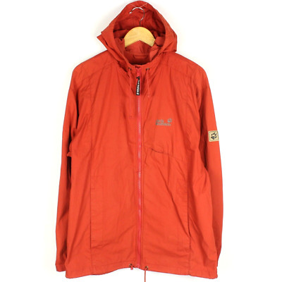 JACK WOLFSKIN Men Jacket Size M Hooded Orange Full Zip Long Sleeves Cotton