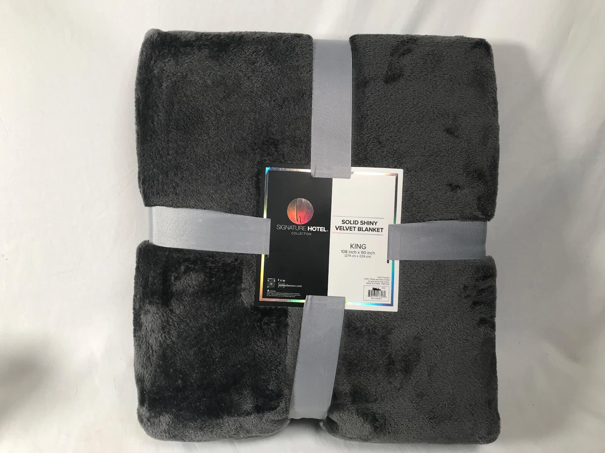 SIGNATURE HOTEL Collection Solid Shiny Velvet Blanket KING 108 X