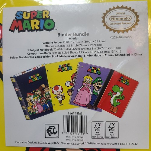 Nintendo Super Mario 4 Piece Binder, Folder, Composition Book & Sprial Notebook - Picture 3 of 5