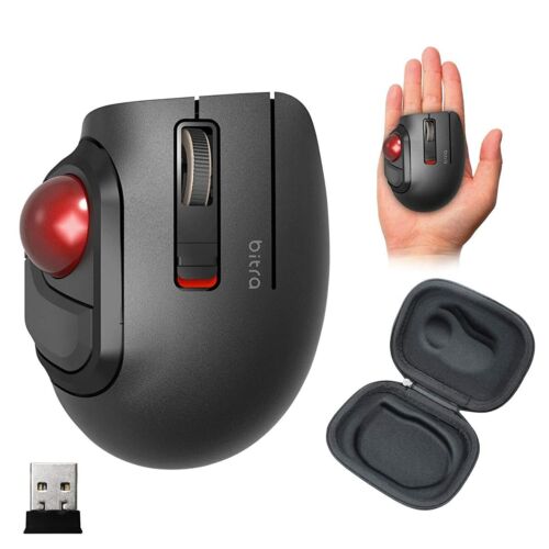 Elecom Wireless Track ball Silent Thumb 5 button Mice S size M-MT1DRSBK Black - Picture 1 of 4