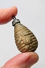 VTG Glass Mini DROP Rose Flower Embossed Feather Tree Christmas Ornament Germany