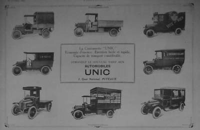PRESSEWERBUNG 1921 DER UNIC TRUCK BENZINWIRTSCHAFT AUTOS UNIC