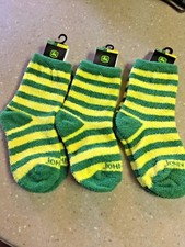 3 pair of Girls Yellow  Greene John Deere Cozy Socks