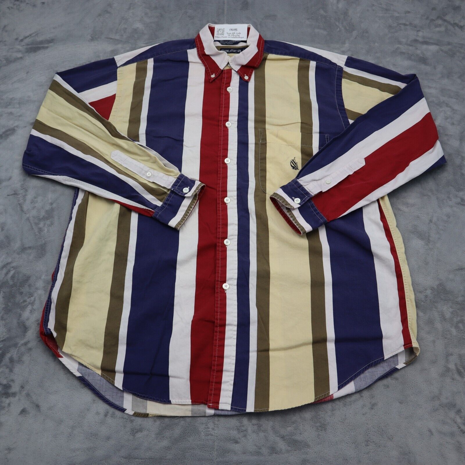 Nautica Shirt Mens L Multicolor Long Sleeve Polo … - image 1