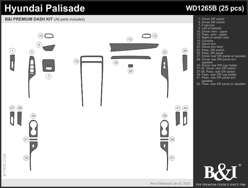 WOOD DASH KIT FOR HYUNDAI PALISADE 2020-2022 - Picture 2 of 7