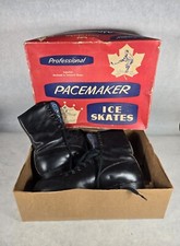 Vintage PACEMAKER Ice Skates Professional Black Size 10 Receipt Tag See Photos
