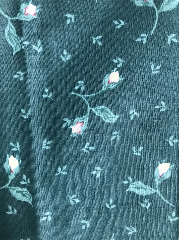 Винтажная драпировочная ткань Wamsutta Chintz с зелеными бутонами роз 4 ярда 1991 Eileen West - Изображение 3 из 4