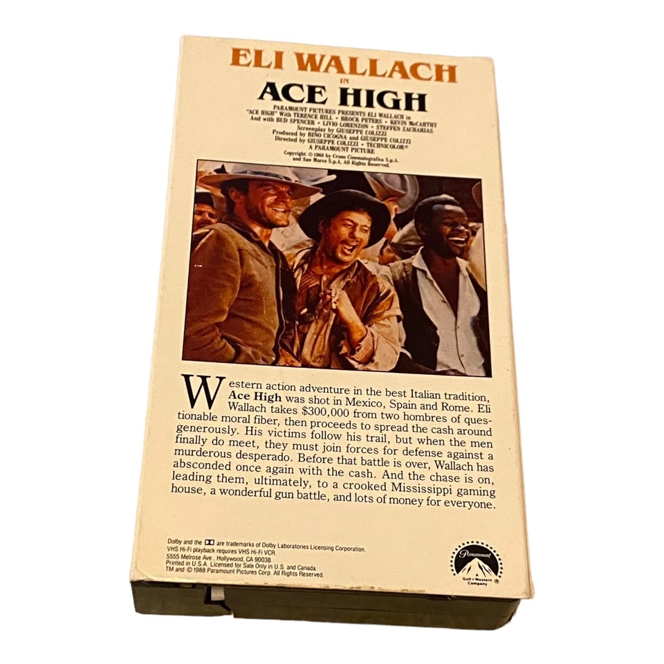 Ace High VHS 1988 Eli Wallach Spaghetti Western Foto 3 de 3