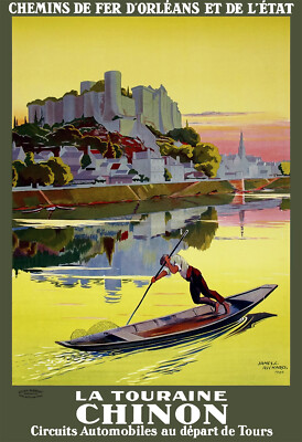 Affiche chemin de fer Orléans & Etat - Touraine Chinon