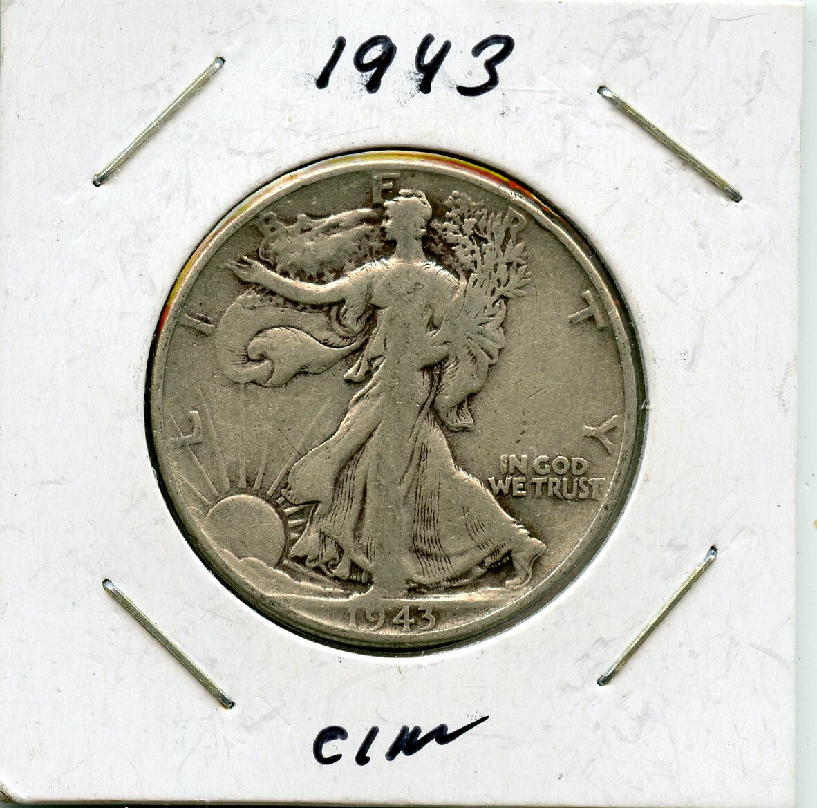 1943P 1/2 LIBERTY WALKING SILVER DOLLAR, AMERICANA
