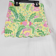 Lilly Pulitzer Girls Size 6X Lemon Sorbet Yellow Paradise Print Skort Scalloped
