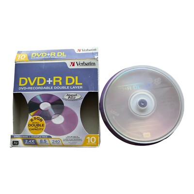 Verbatim DVD+R DL Double Layer Recordable 8.5 GB Single Sided 240 Min Video 10PK