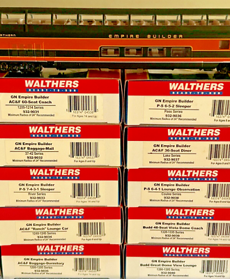 #ad GREAT NORTHERN 1955 quot; EMPIRE BUILDER quot; FULL 10 CAR Set HO Scale INTERIOR NEW $1999.95