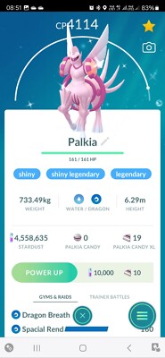 Shiny Palkia ( Origin Forme ) ( Level 40 ) ( Spacial Rend ) Pokemon Tr@de Go