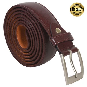 Leatherboss Genuine Leather Men Big and Tall Size 50" Dress Belt, Brown