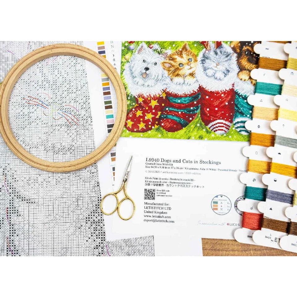 Letistitch Kreuzstich Stickpackung "Hunde und Katzen in Strümpfen", Zählmuster,  - Bild 3 von 3
