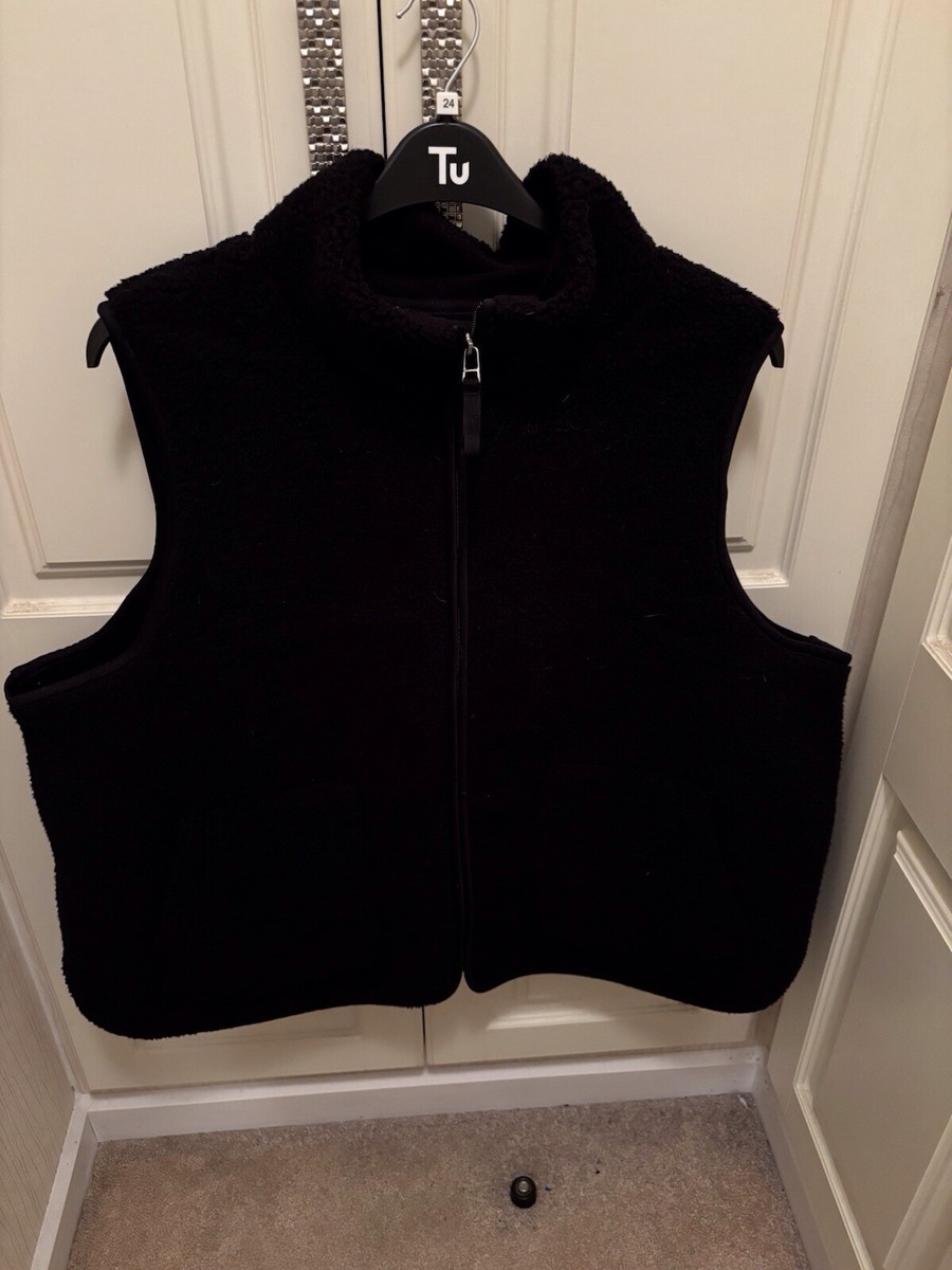 Women’s M&S Marks And Spencer Fleece Borg Body Warmer/Gillet Black Size 24
