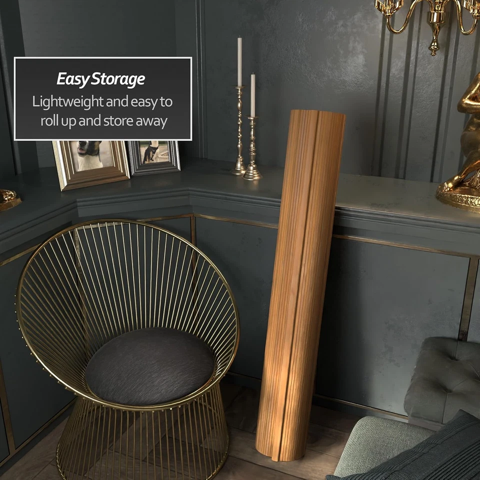 Pantalla corta de bambú ondulada de 4 pies - Natural Foto 3 de 4