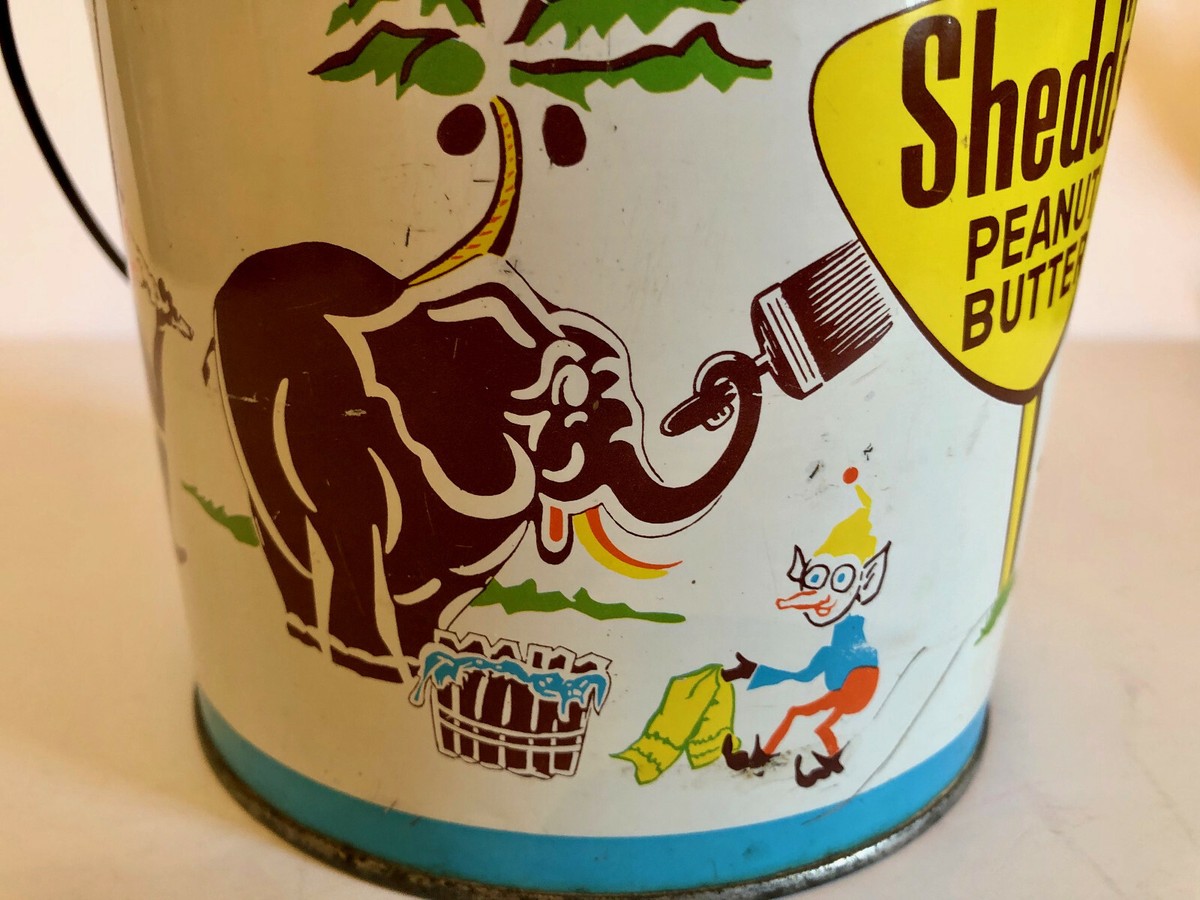 Vintage SHEDD'S PEANUT BUTTER TIN. Country Store Advertising. Bale