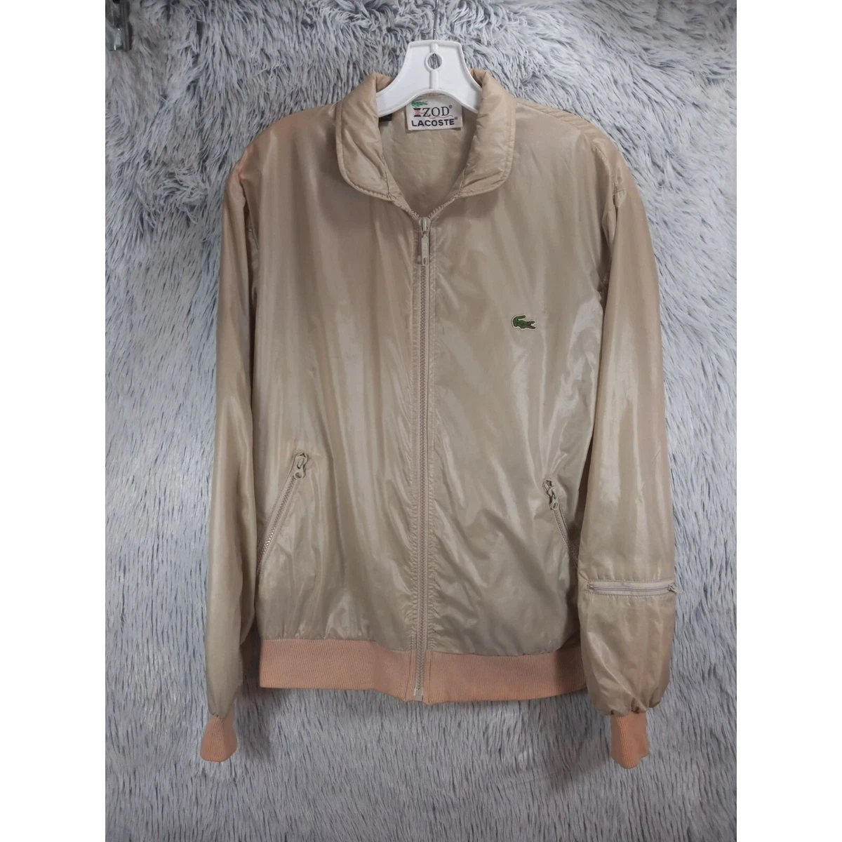 Vintage Izod Lacoste Mens Small Beige Raincoat Zip Windbreaker | eBay