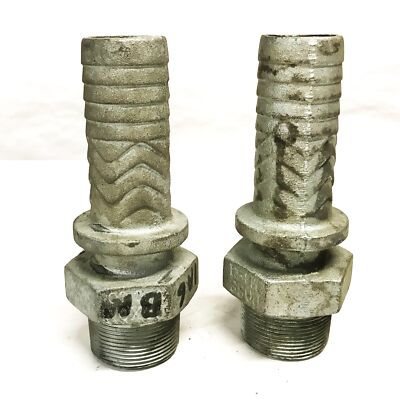 Boss 1-1/2 inch NPT Male x 1-1/2 inch Barb Iron Hose Fitting [Lot of 2] NOS