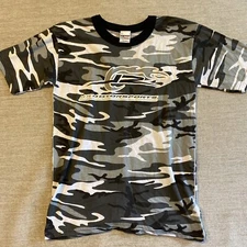 Racing JR Motor sports  White Camo Shirt Checkered Flag Sports Adult Medium Tee