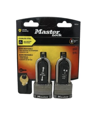 Master Key Locks Round Handle Master Lock Stainless Steel Padlock w/Key, 1-3/4 in. Wide 2 in. Shackle ...