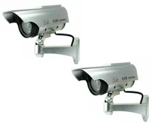 2PCS Solar Powered Dummy Surveillance Security Camera CCTV with LED Record Light