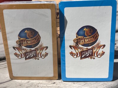 VTG 70's Schlitz Beer Double Deck (2) Playing Cards Stardust Plastic Coated NIB