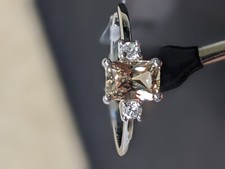 1.3 ct Natural Csarite/Zultanite/Diaspore and Zircon 9ct White Gold Ring Size T
