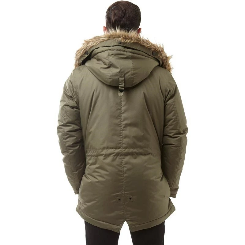 Parka D-Struct Finnoy para hombre con ribete de piel caqui talla S precio de venta sugerido por el fabricante 104,99 GBP DH009 FF 01 Foto 2 de 3
