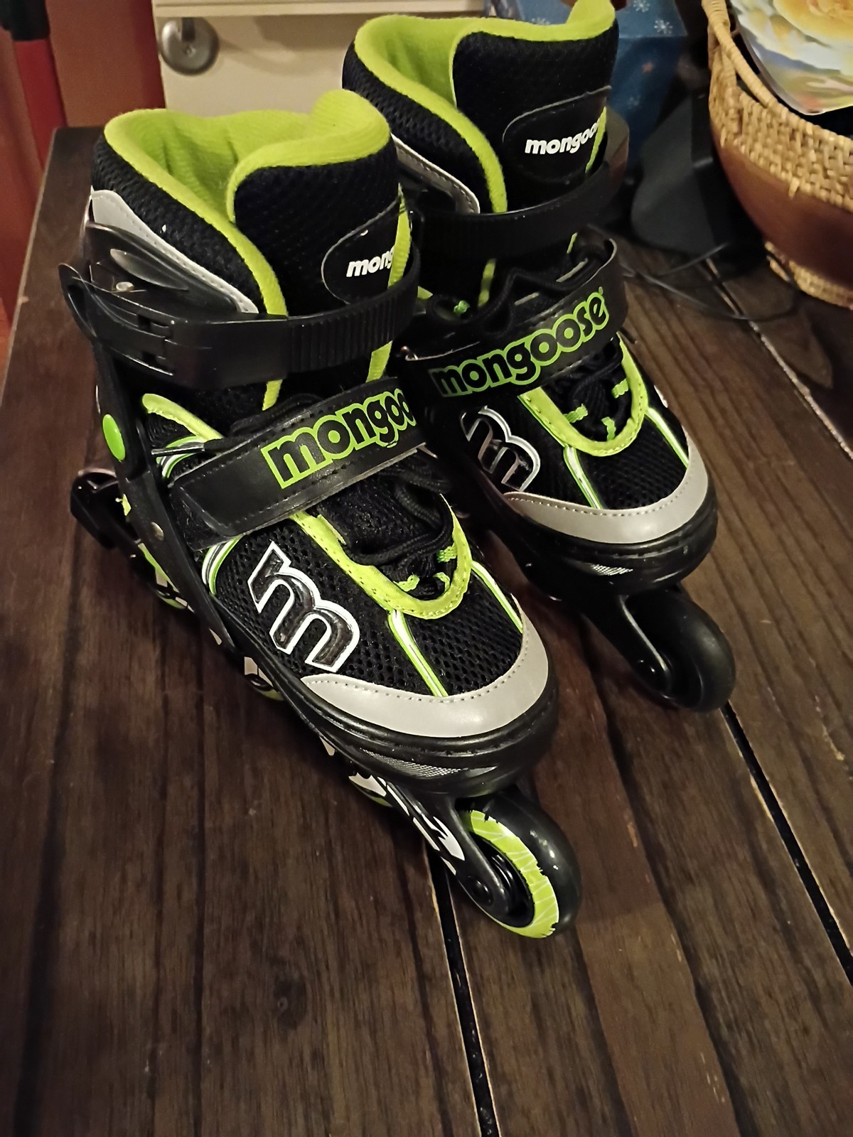 Boys Mongoose Inline Adjustable Rollerblades Size 1 - 4 Blac