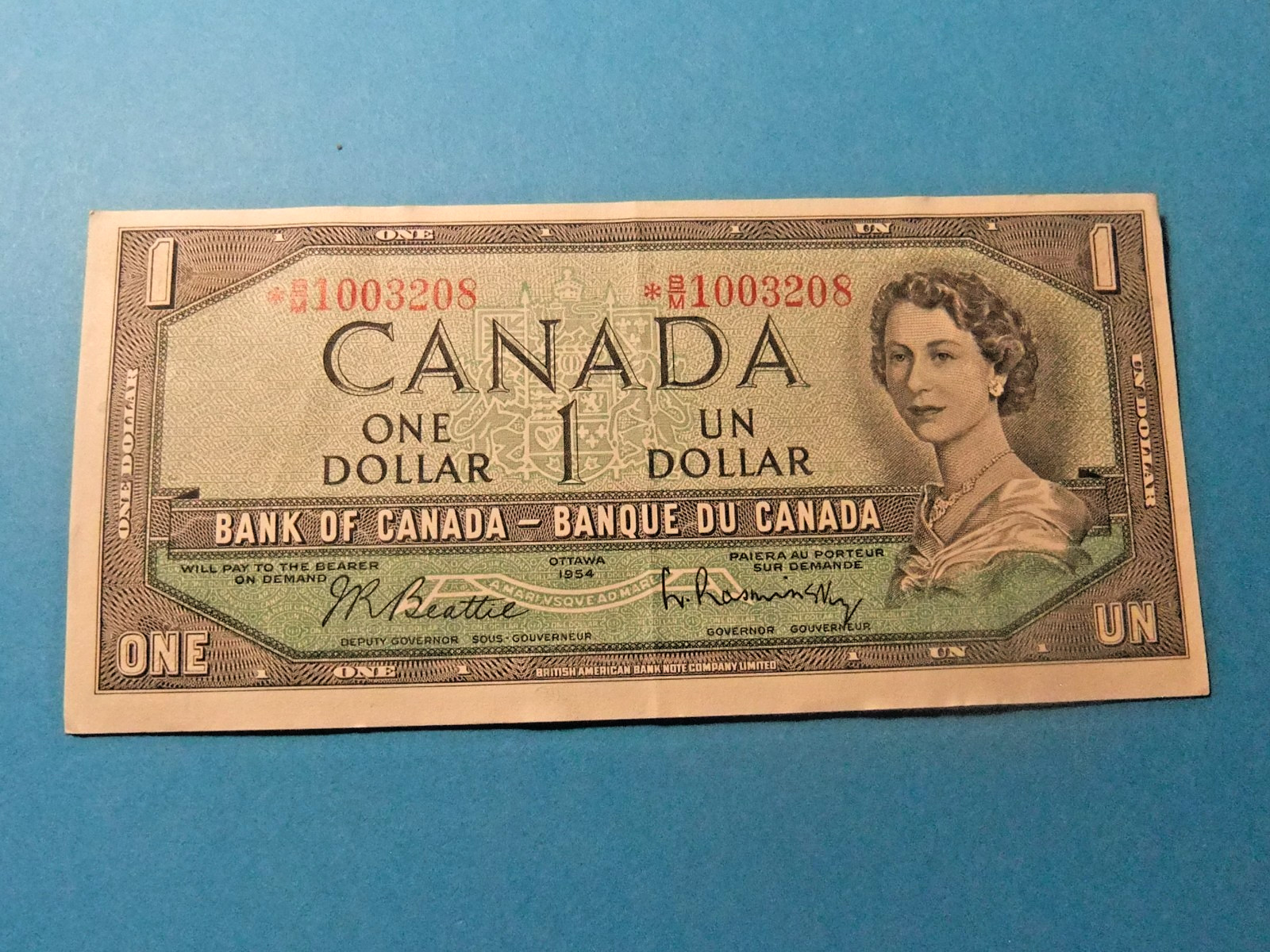 1954 Canada 1 Dollar Replacement Note - VF30