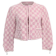 Chanel 2023 Tweed Pattern Evening Jacket In Cotton Women Pink Size 34