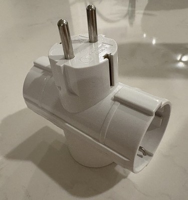 250V European Schuko 1-to-3 Outlet Splitter EU 16A White Tested