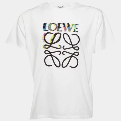 Loewe White Glitch Anagram Cotton Crew Neck TShirt M