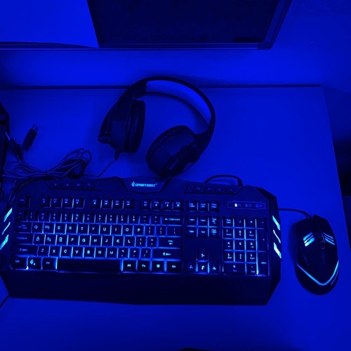 SportsBot SS301 Blue LED Backlit Gaming Keyboard+ Headset & Mouse ...