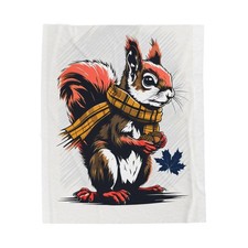 Squirrel Plush Blanket, Cozy Throw Blanket, Soft Fuzzy Blanket, Animal Lover