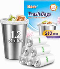 Small Clear Trash Bags 1.2 Gallon 210 Count Unscented Garbage Bags