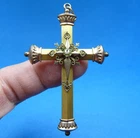 VERY RARE  OLD PECTORAL 19TH ANTIQUE CHARM CRUCIFIX CROSS PENDANT  RELIGIOUS