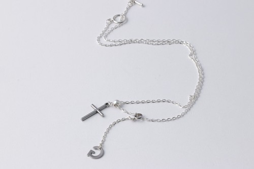 Cadena Unisex De Acero Inoxidable Plateada Con Cruz Religiosa Y Letra G Colgante - Picture 4 of 6